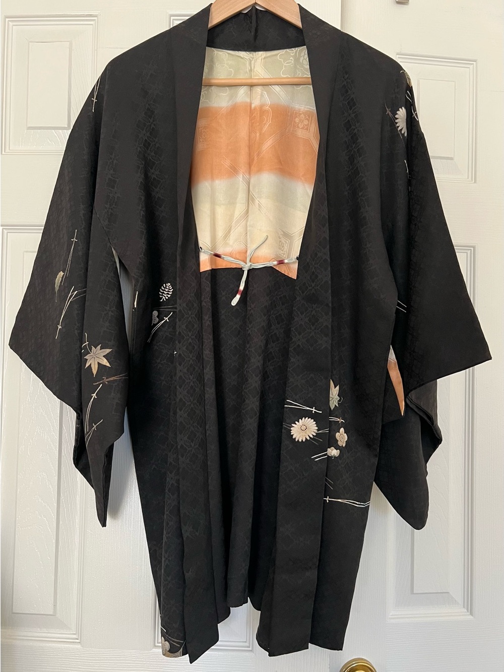 Vintage Japanese Hand Painted Silk Haori Kimono Jacket Unique One of a Kind